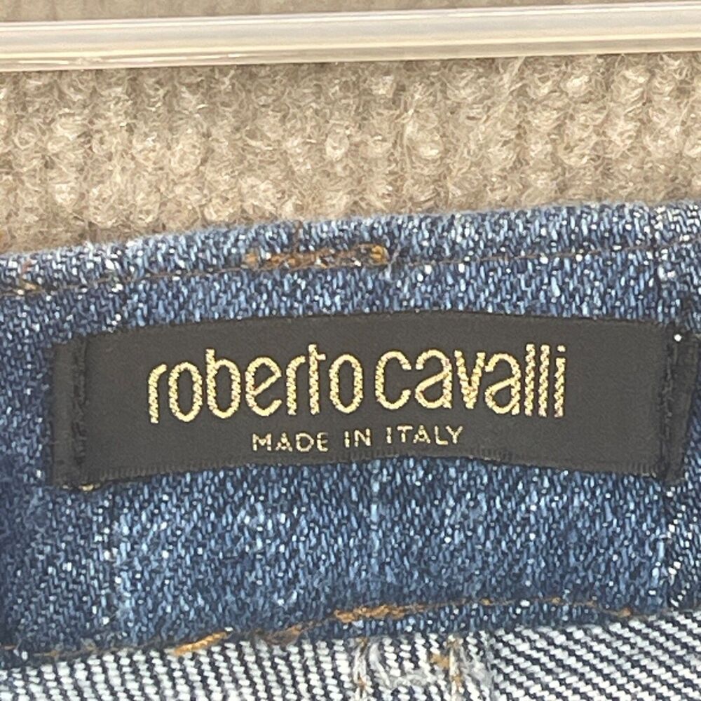 Vintage Roberto Cavalli Jeans Womens Medium 31X32 Satin Velvet Side Panel Boho - Picture 13 of 16
